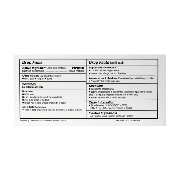 CareALL¨ 0.9g Bacitracin Ointment Packet (144 per box)