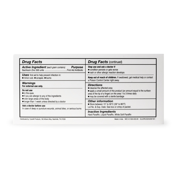 CareALL¨ 0.9g Bacitracin Ointment Packet (144 per box)