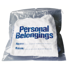 Belongings Bag with drawstring (clear with blue imprint) 17" x 20"