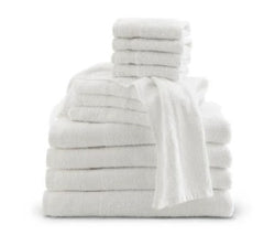 12" x 12" 1 Lb. Bleached White 100% Cotton Ring Spun Washcloths, Dz.