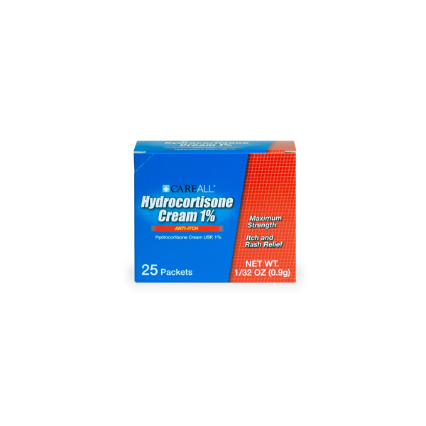 CareALL® 0.9g 1% Hydrocortisone Cream Packet (25 per box)