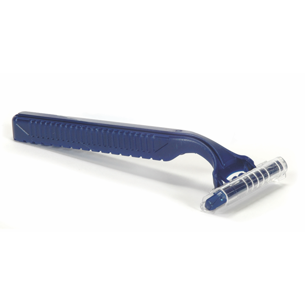 Twin Blade Long Handle Razor with Lubricating Strip