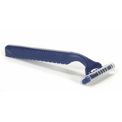 Twin Blade Long Handle Razor with Lubricating Strip