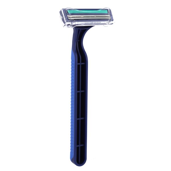 Twin Blade Long Handle Razor with Lubricating Strip