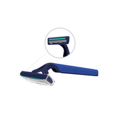Twin Blade Long Handle Razor with Lubricating Strip