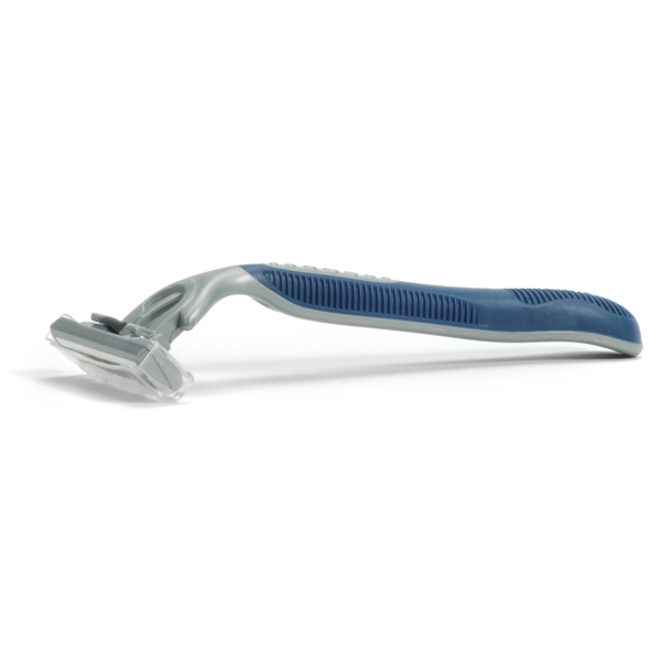 Triple Blade Razor with Lubricating Strip (Blue Handle)