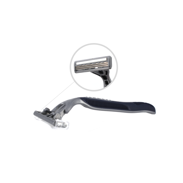 Triple Blade Razor with Lubricating Strip (Blue Handle)