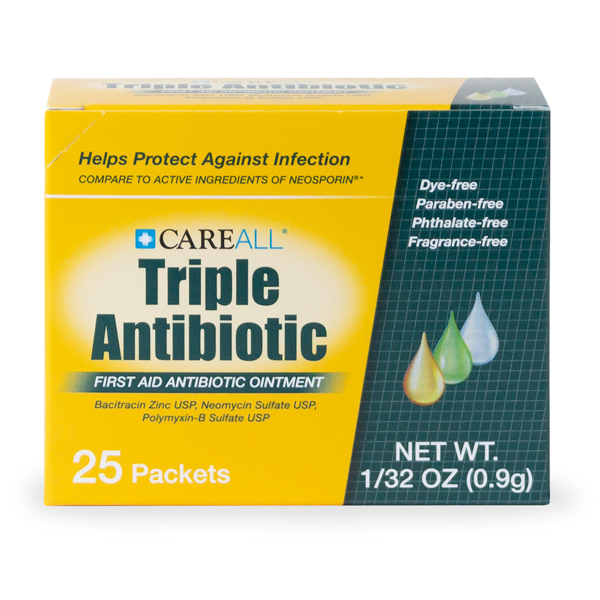 CareALL® 0.9g Triple Antibiotic Ointment Packet (25 per box) (NBE Neosporin)