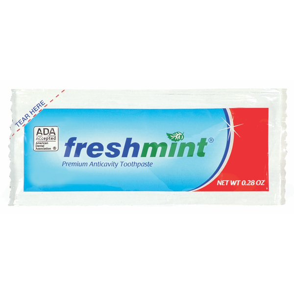 Freshmint® 0.28 oz Premium Anticavity Fluoride Toothpaste Packet (ADA Approved)