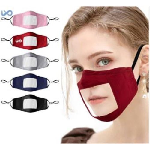 Reusable Soft Cotton Mask with Clear View Panel